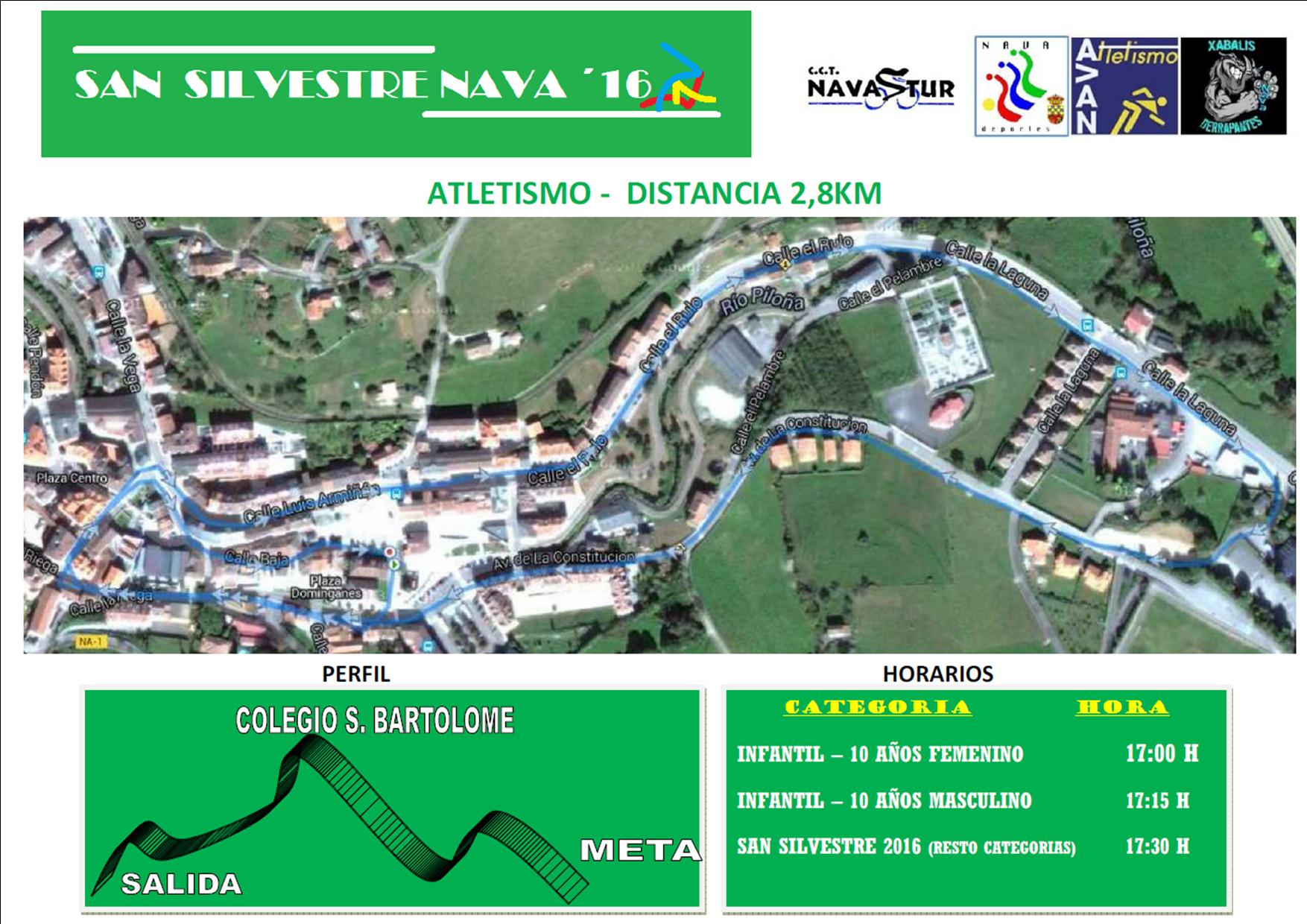 Recorrido Prueba Atletismo San SIlvestre Nava