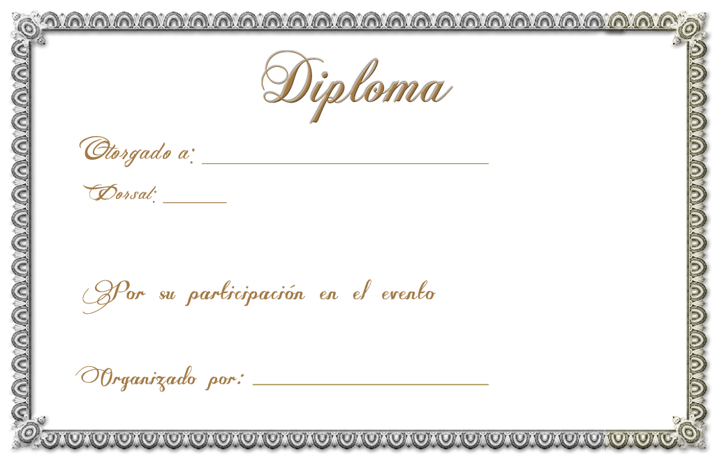 Diploma por la participacion en VI TRAIL ALTO ALLER