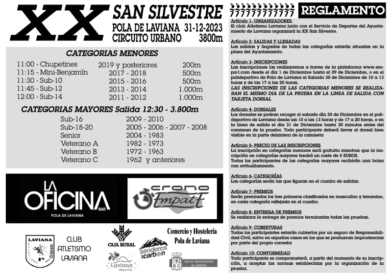 XX SAN SILVESTRE POLA DE DE LAVIANA - Inscríbete