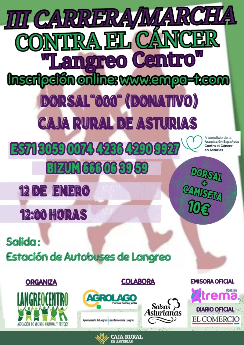 III CARRERA-MARCHA CONTRA  EL CÁNCER LANGREO CENTRO - Inscríbete