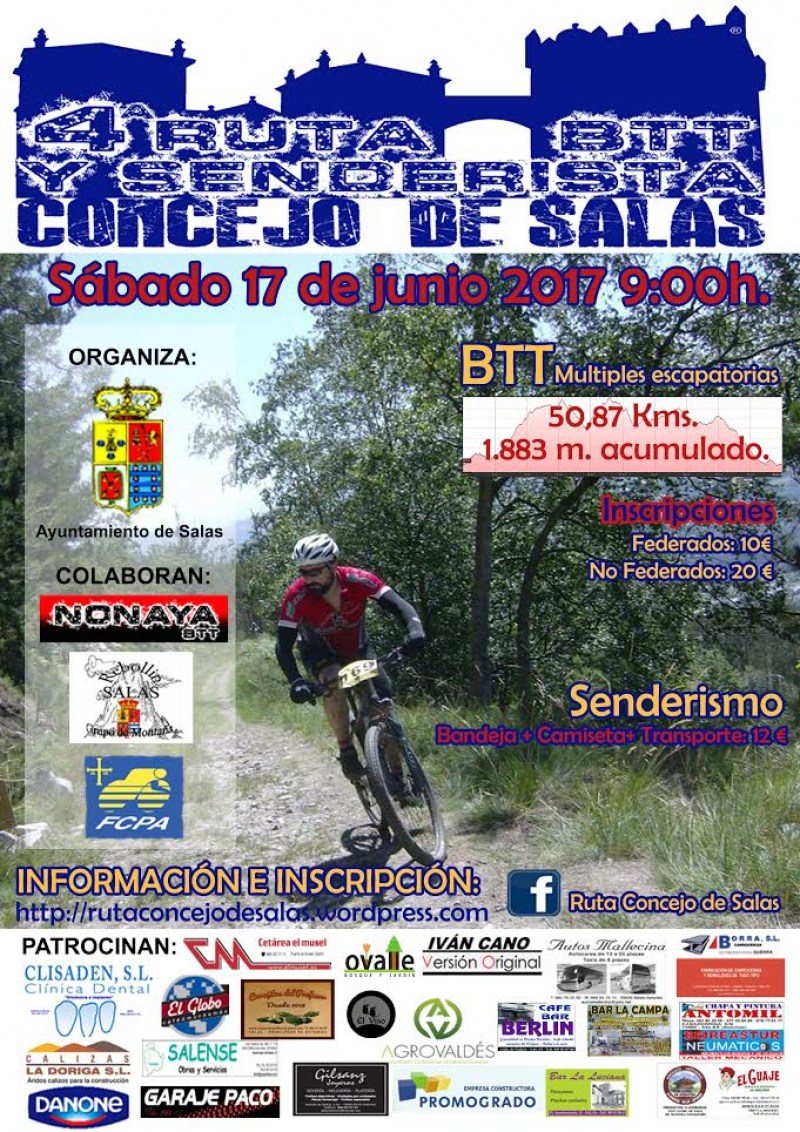 IV RUTA BTT Y SENDERISMO CONCEJO DE SALAS - Inscríbete