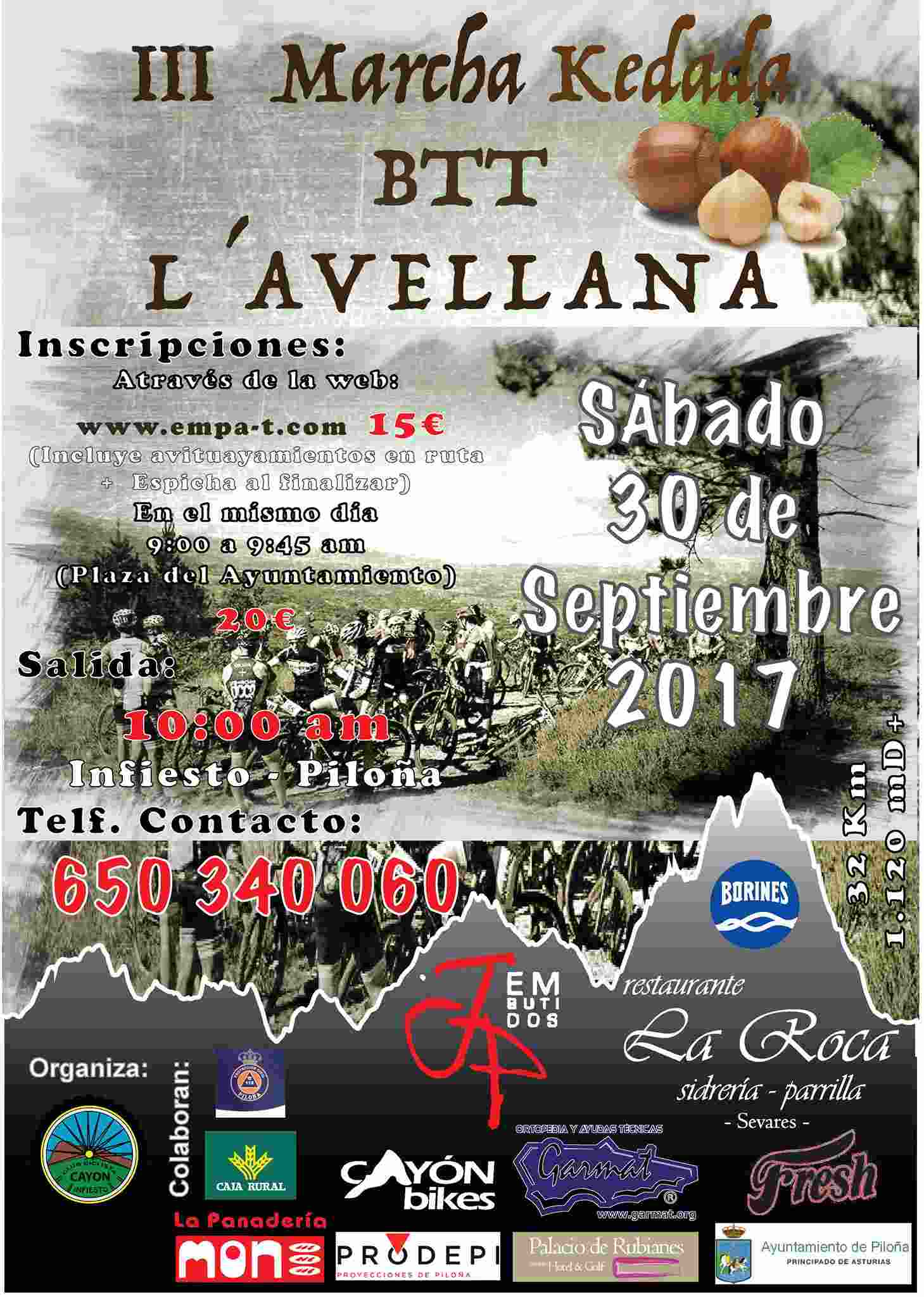 III MARCHA KEDADA BTT L´AVELLANA - Inscríbete