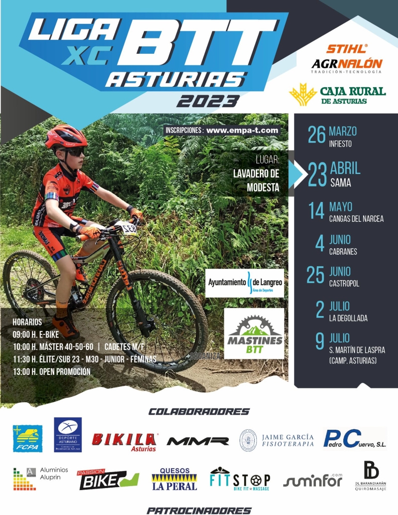 SAMA- LIGA XC BTT CAJA RURAL Y OPEN PROMOCIÓN AGR NALÓN STIHL 2023 - Inscríbete