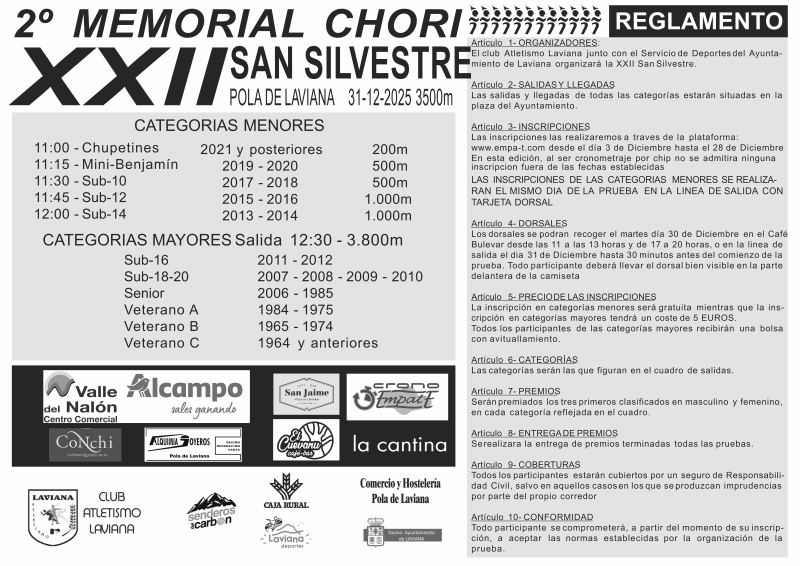 Cartel del evento XXII SAN SILVESTRE POLA DE DE LAVIANA