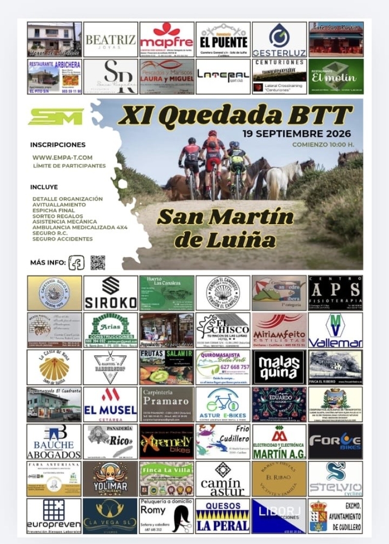 Cartel del evento XI QUEDADA BTT SAN MARTIN DE LUIÑA 2026