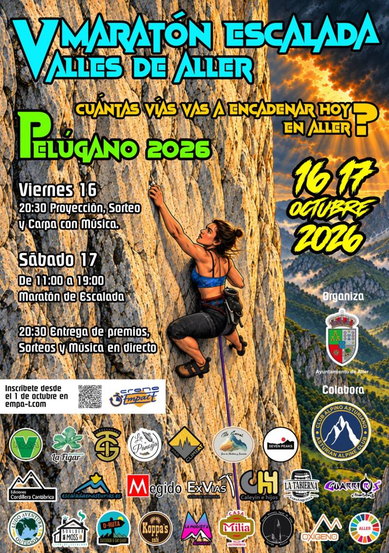 Cartel del evento V MARATON ESCALADA VALLES DE ALLER- PELÚGANO 2026